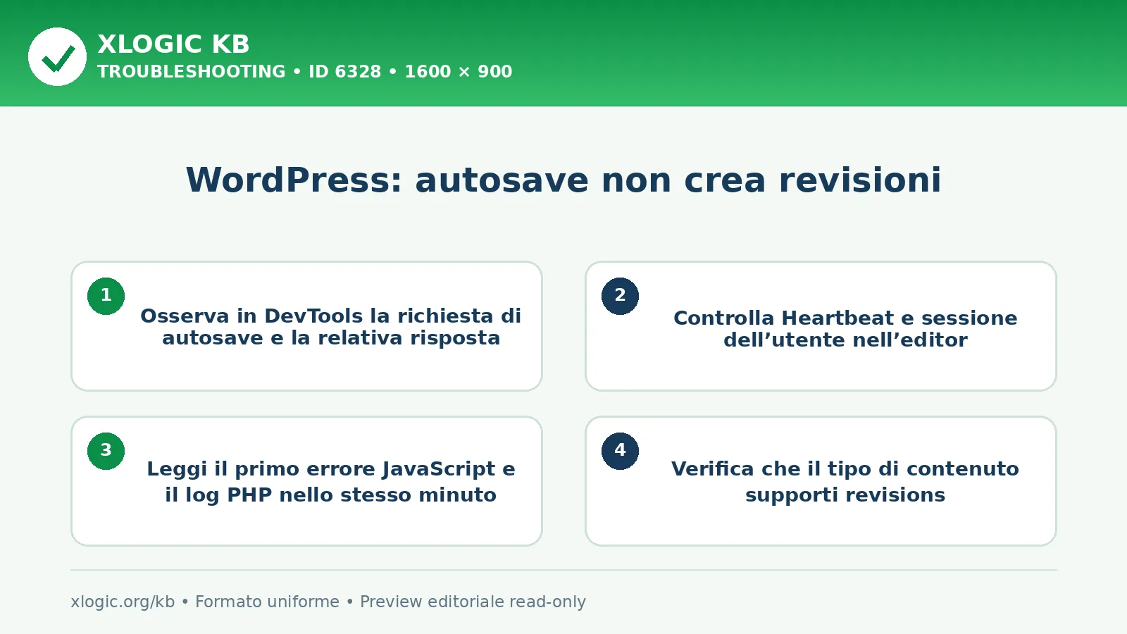 WordPress: autosave non crea revisioni: controlli e correzione