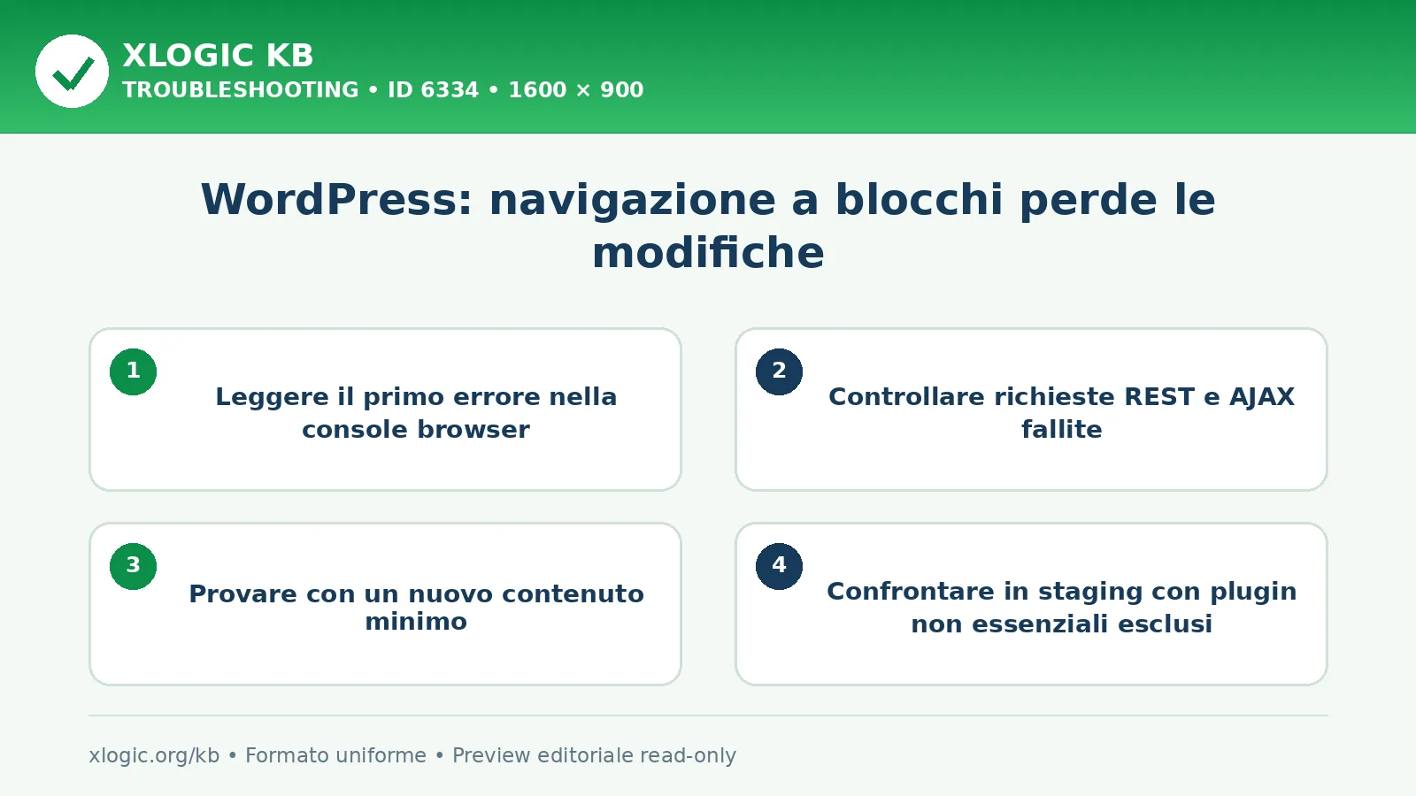 WordPress: navigazione a blocchi perde le modifiche: controlli e correzione