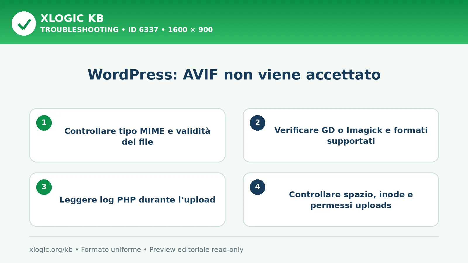 WordPress: AVIF non viene accettato: controlli e correzione
