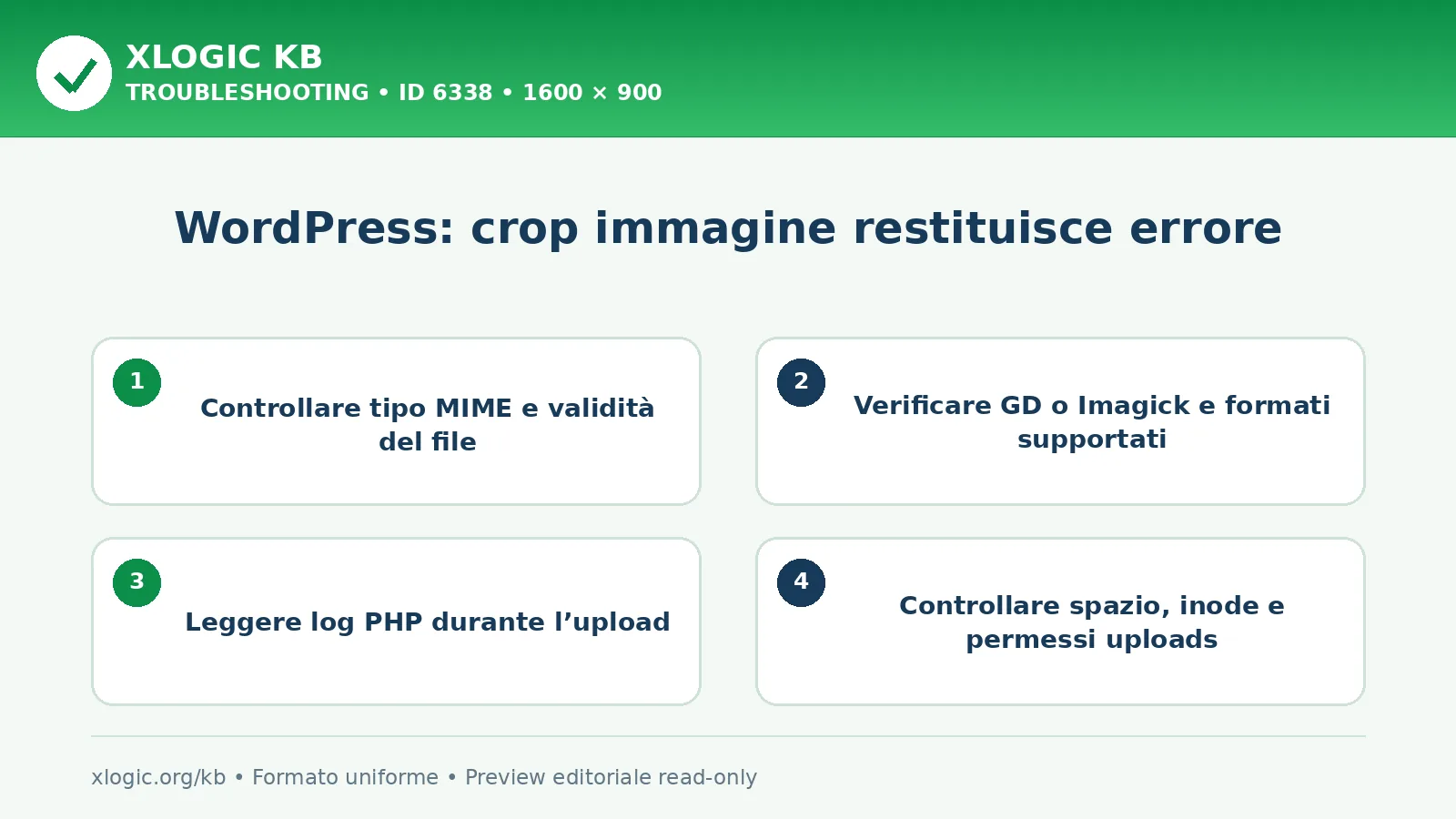 WordPress: crop immagine restituisce errore: controlli e correzione