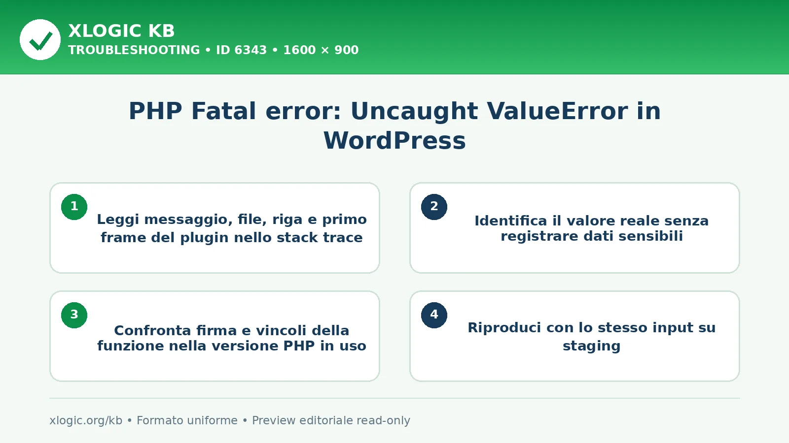 PHP Fatal error: Uncaught ValueError in WordPress: controlli e correzione