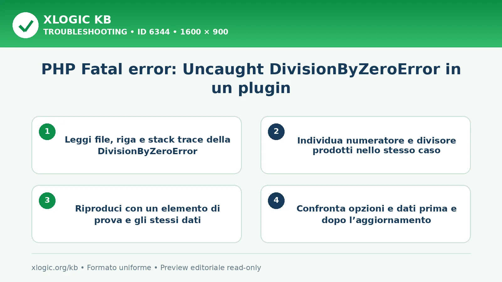 PHP Fatal error: Uncaught DivisionByZeroError in un plugin: controlli e correzione