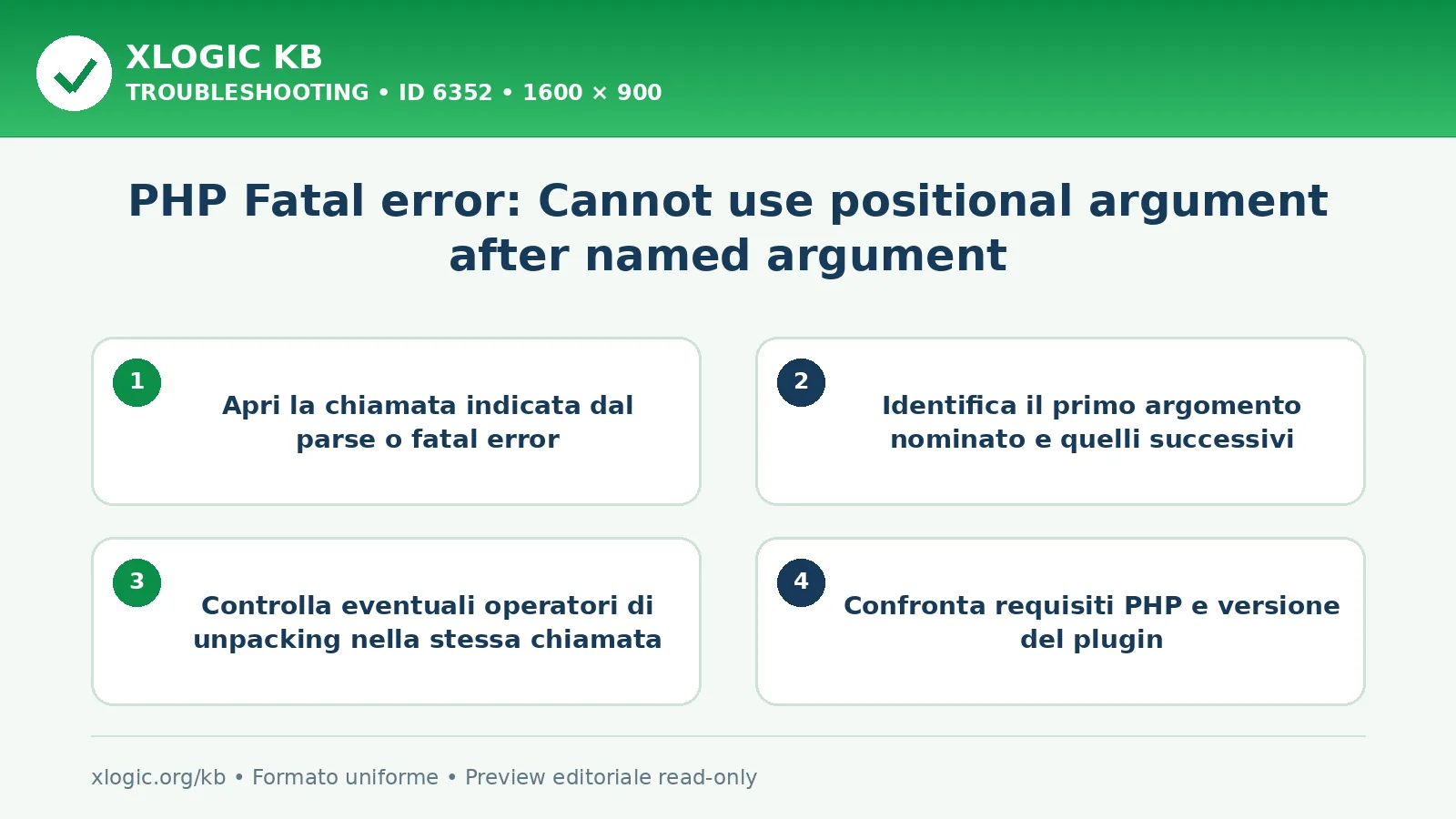 PHP Fatal error: Cannot use positional argument after named argument: controlli e correzione