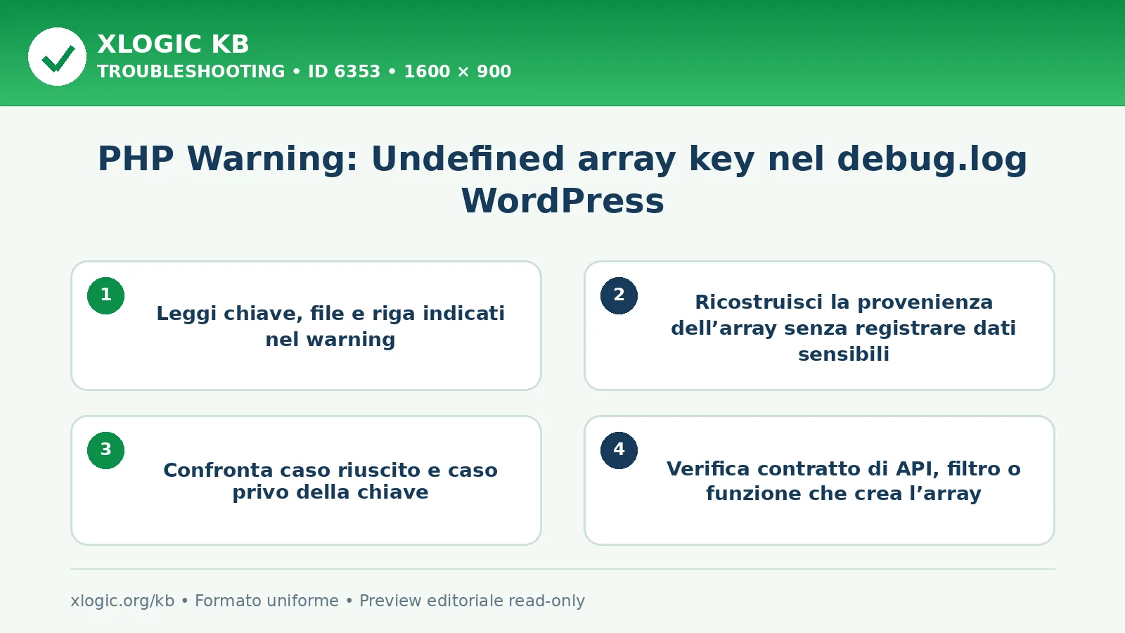 PHP Warning: Undefined array key nel debug.log WordPress: controlli e correzione