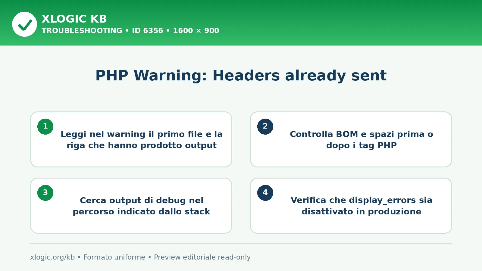 PHP Warning: Headers already sent: controlli e correzione