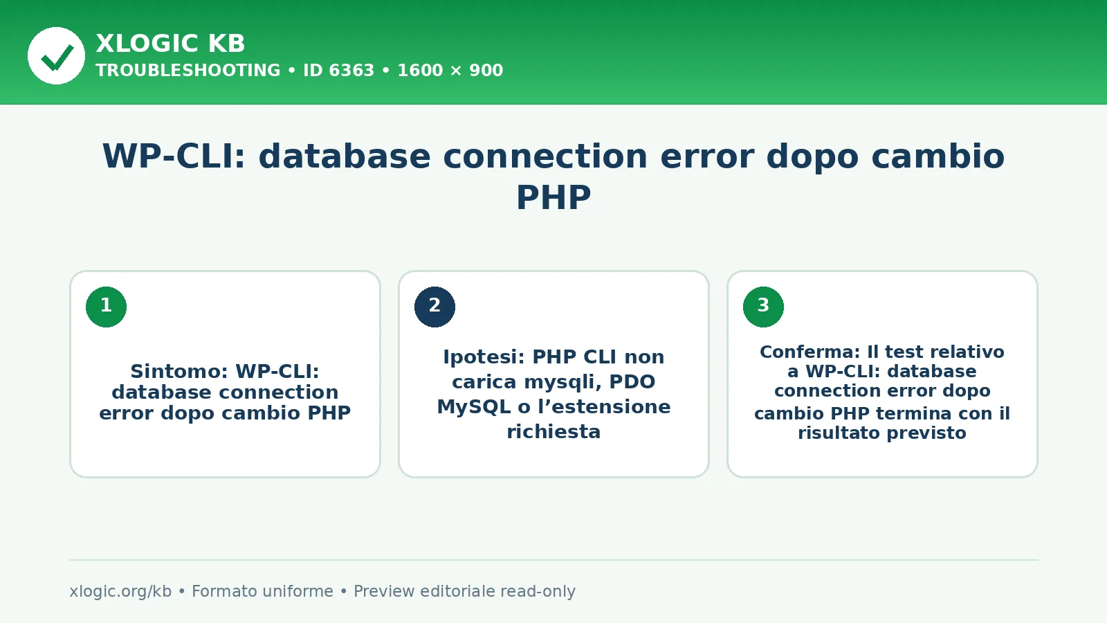 WP-CLI: database connection error dopo cambio PHP