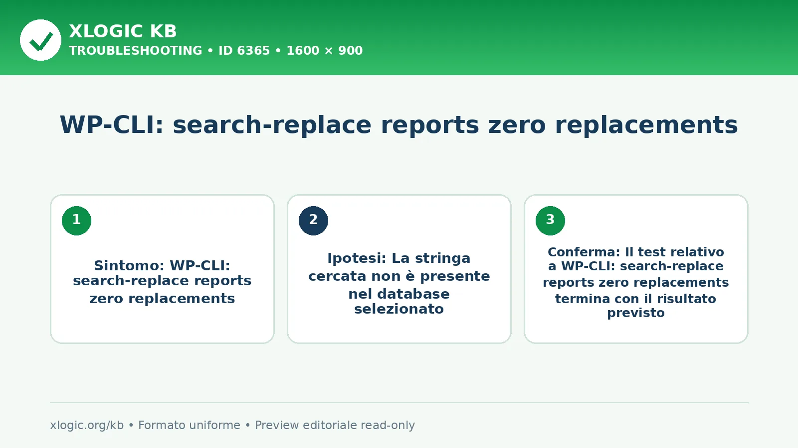 WP-CLI: search-replace reports zero replacements