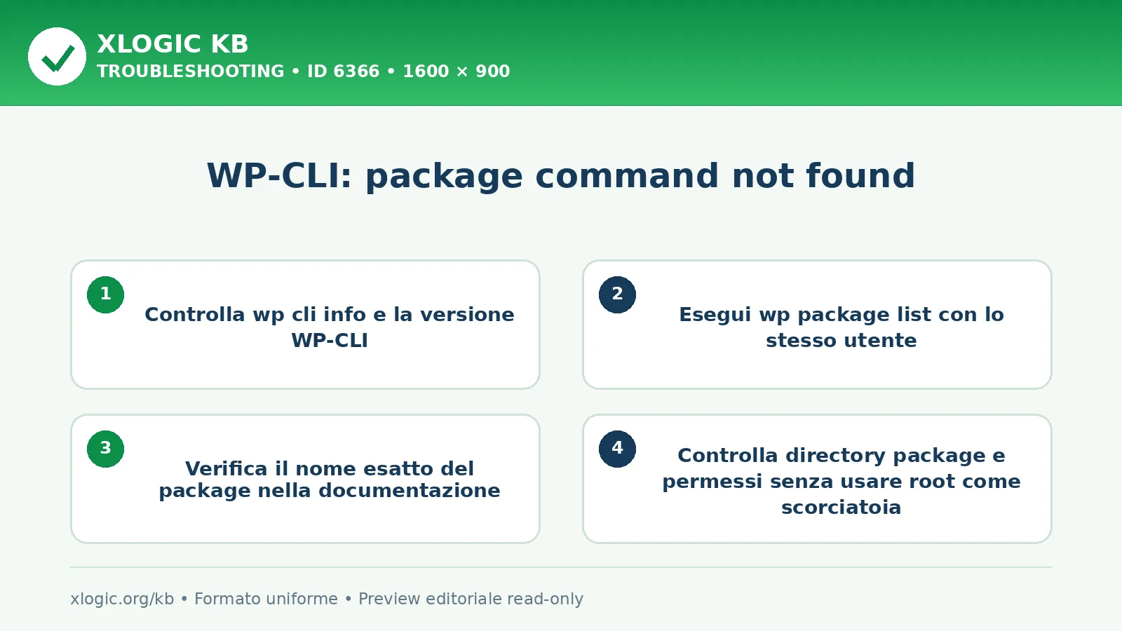 WP-CLI: package command not found: controlli e correzione