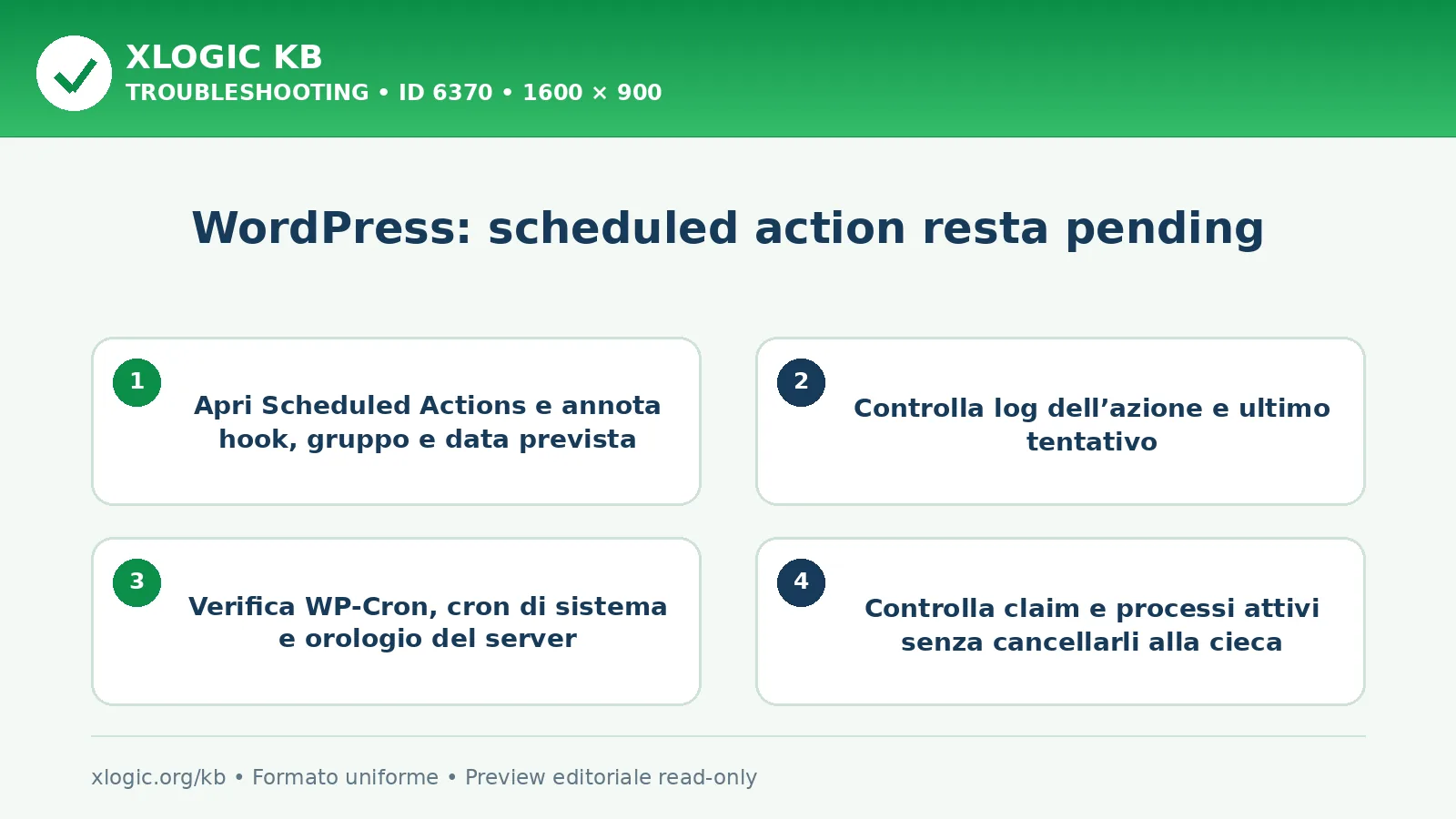 WordPress: scheduled action resta pending: controlli e correzione