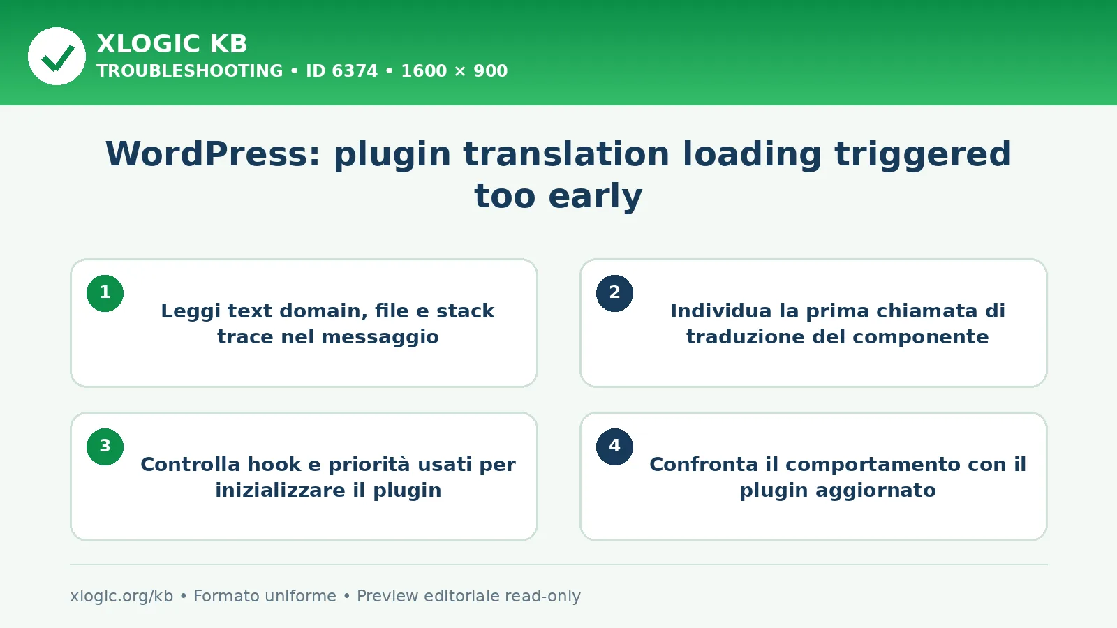 WordPress: plugin translation loading triggered too early: controlli e correzione