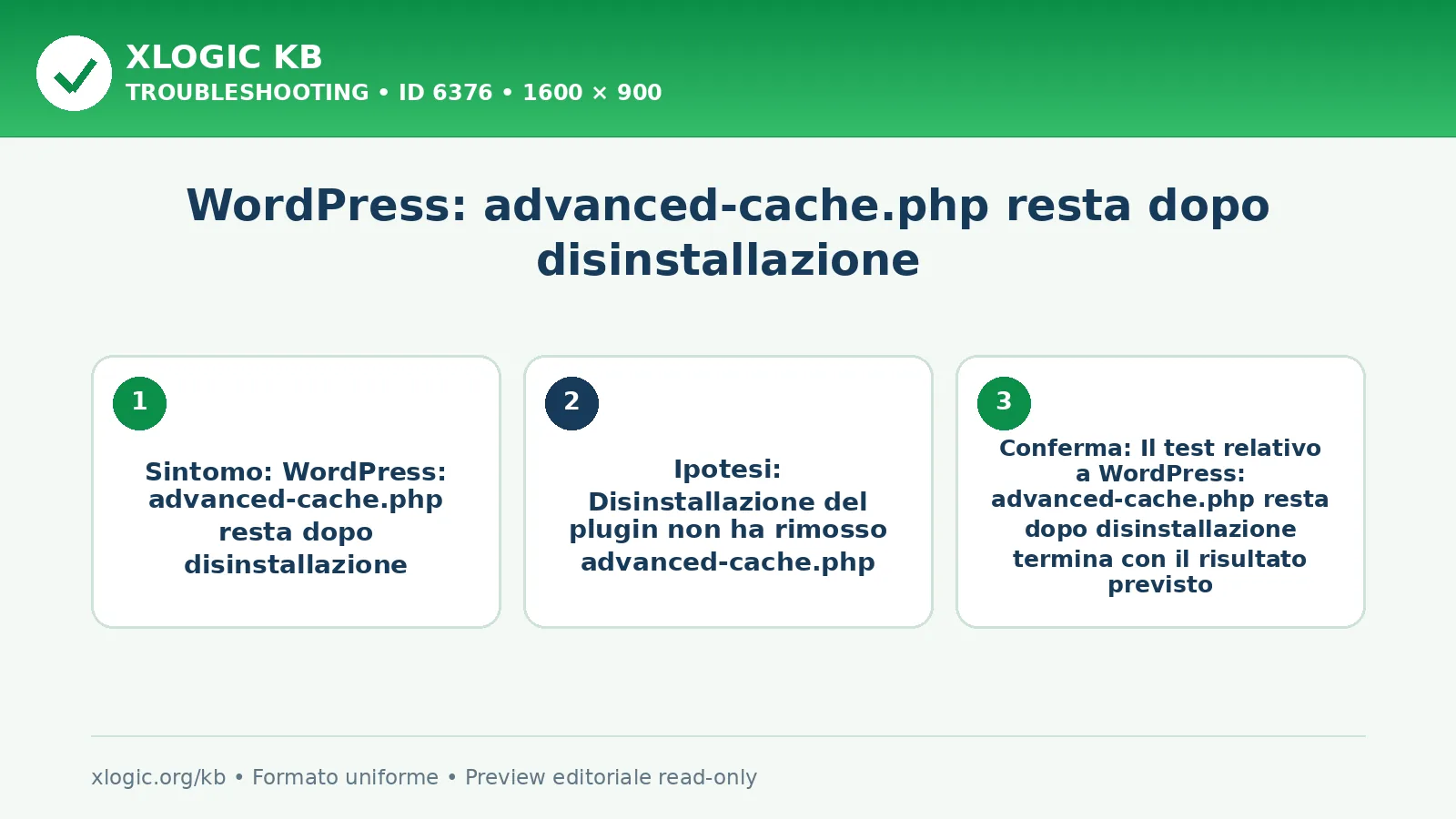 WordPress: advanced-cache.php resta dopo disinstallazione