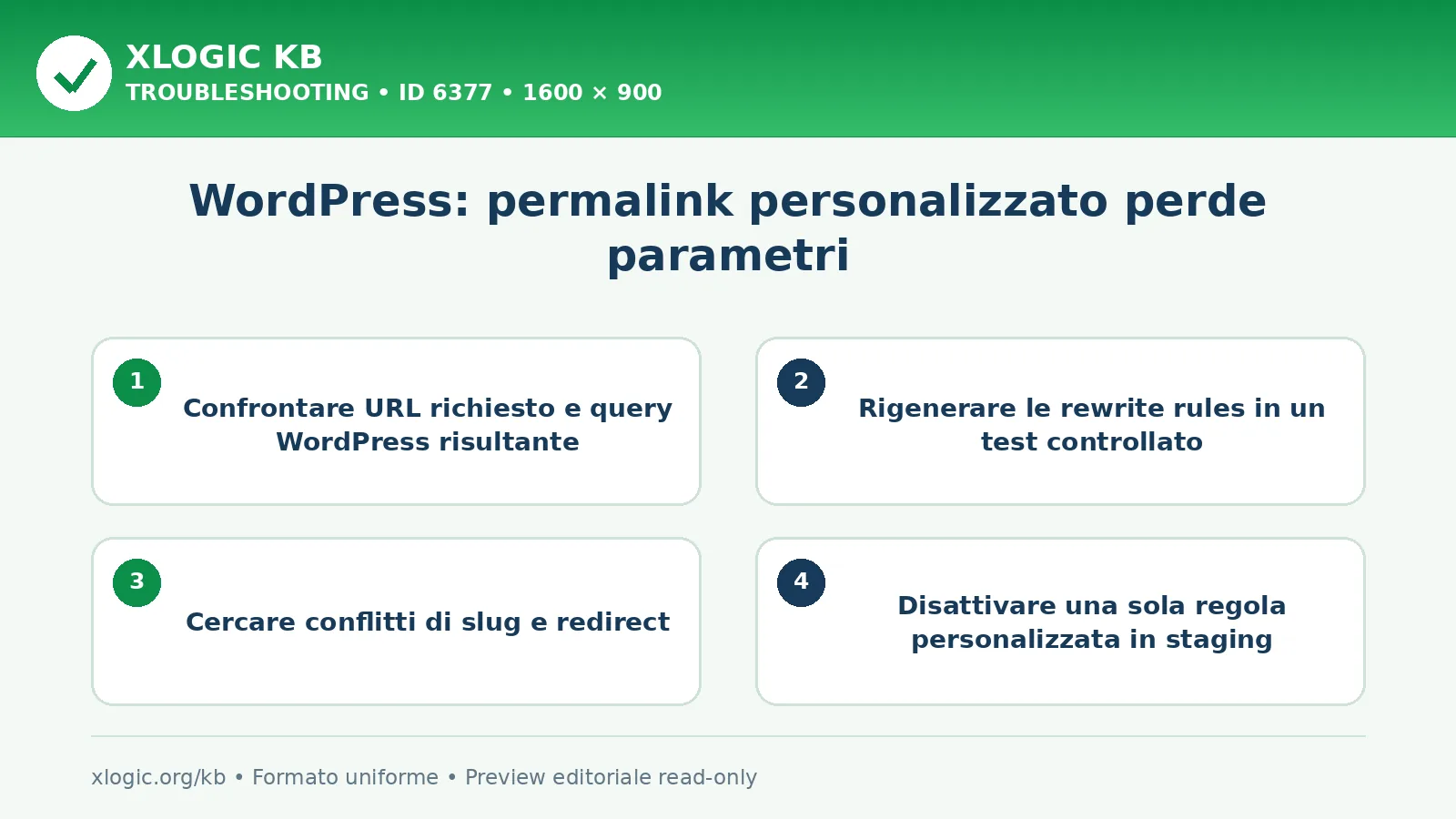 WordPress: permalink personalizzato perde parametri: controlli e correzione