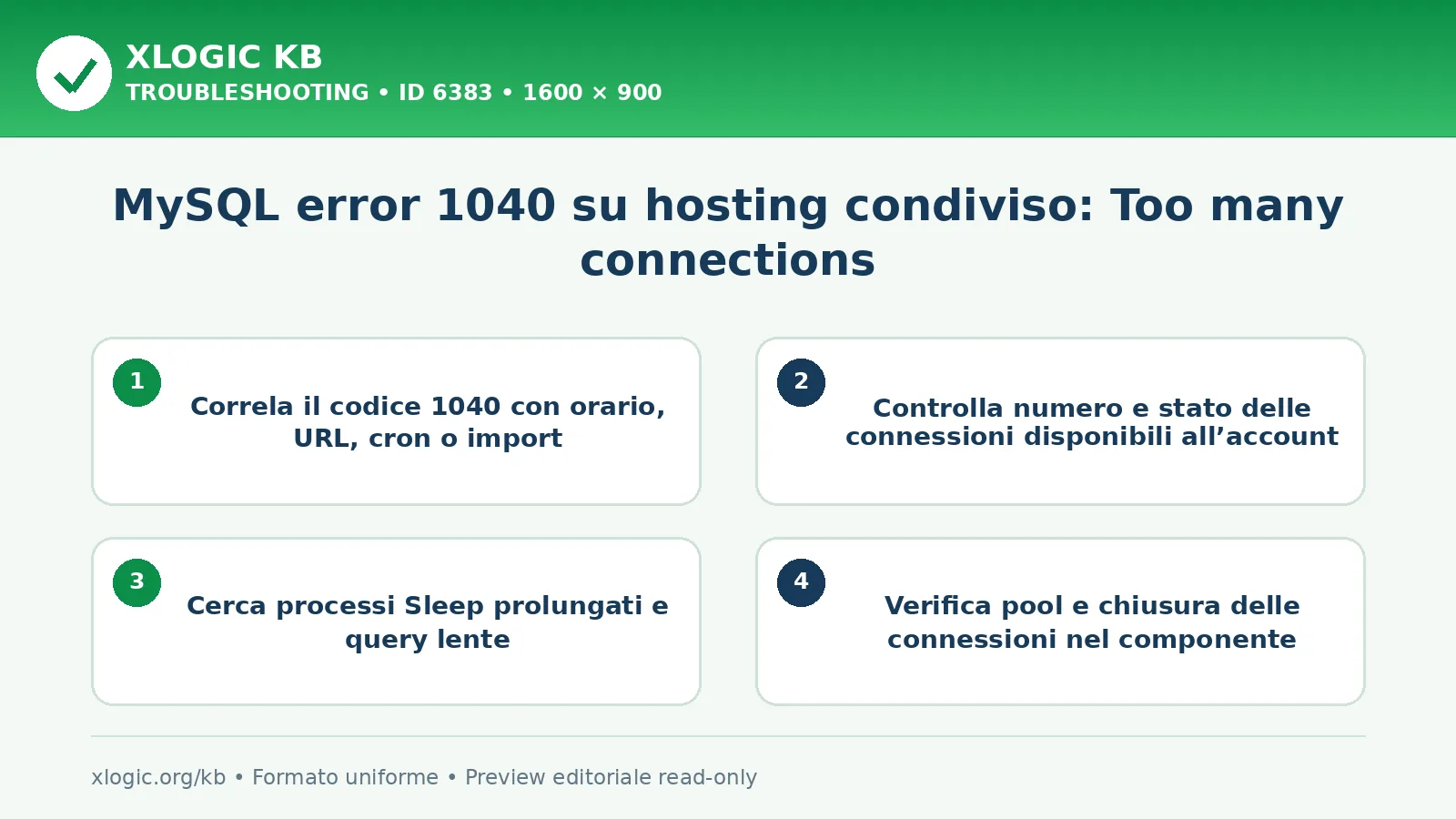 MySQL error 1040 su hosting condiviso: Too many connections: controlli e correzione