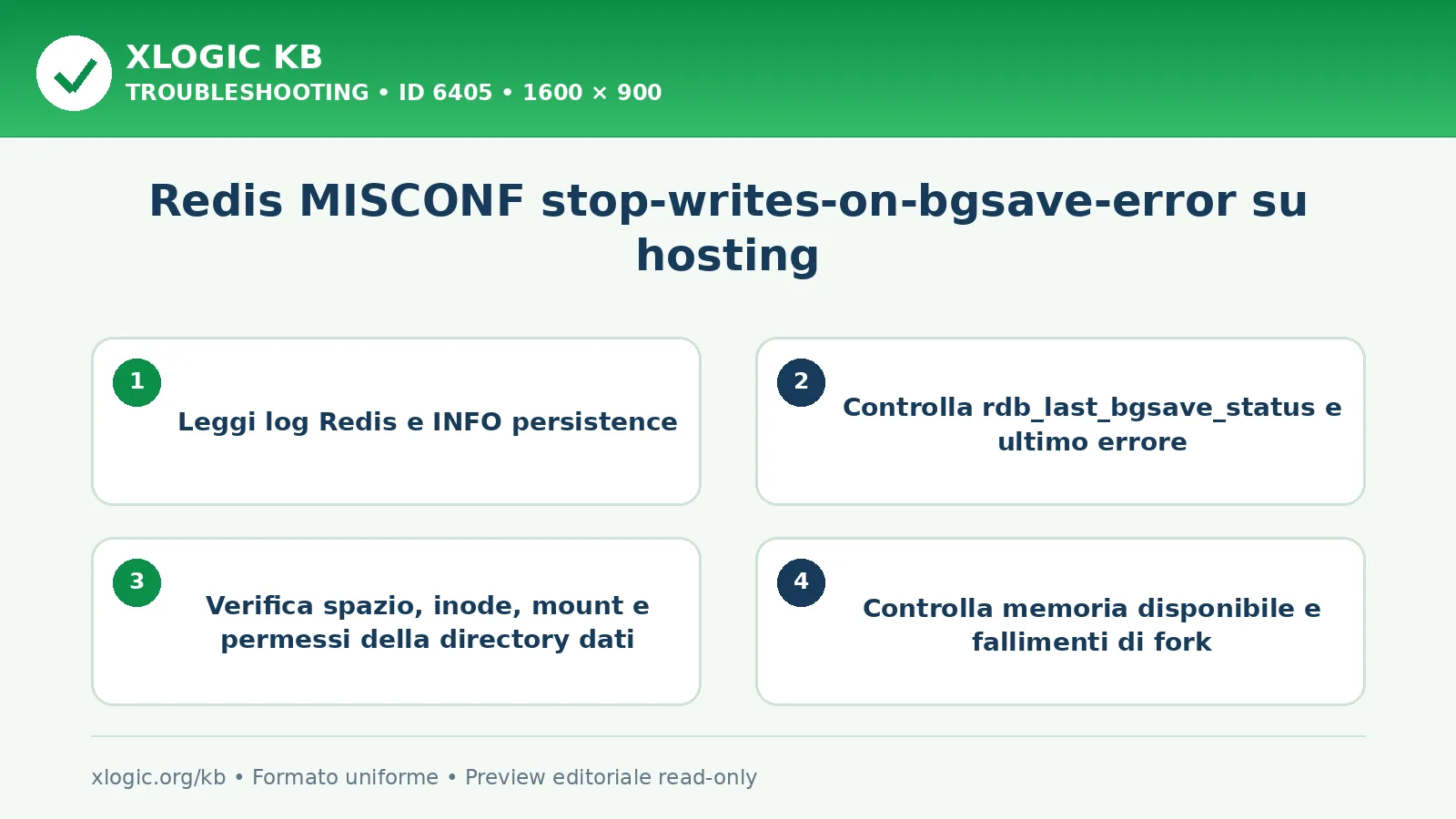 Redis MISCONF stop-writes-on-bgsave-error su hosting: controlli e correzione
