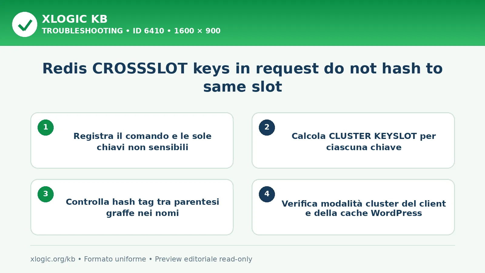 Redis CROSSSLOT keys in request do not hash to same slot: controlli e correzione