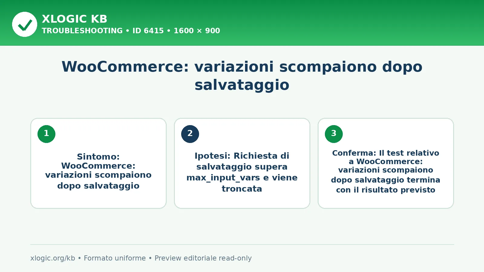 WooCommerce: variazioni scompaiono dopo salvataggio