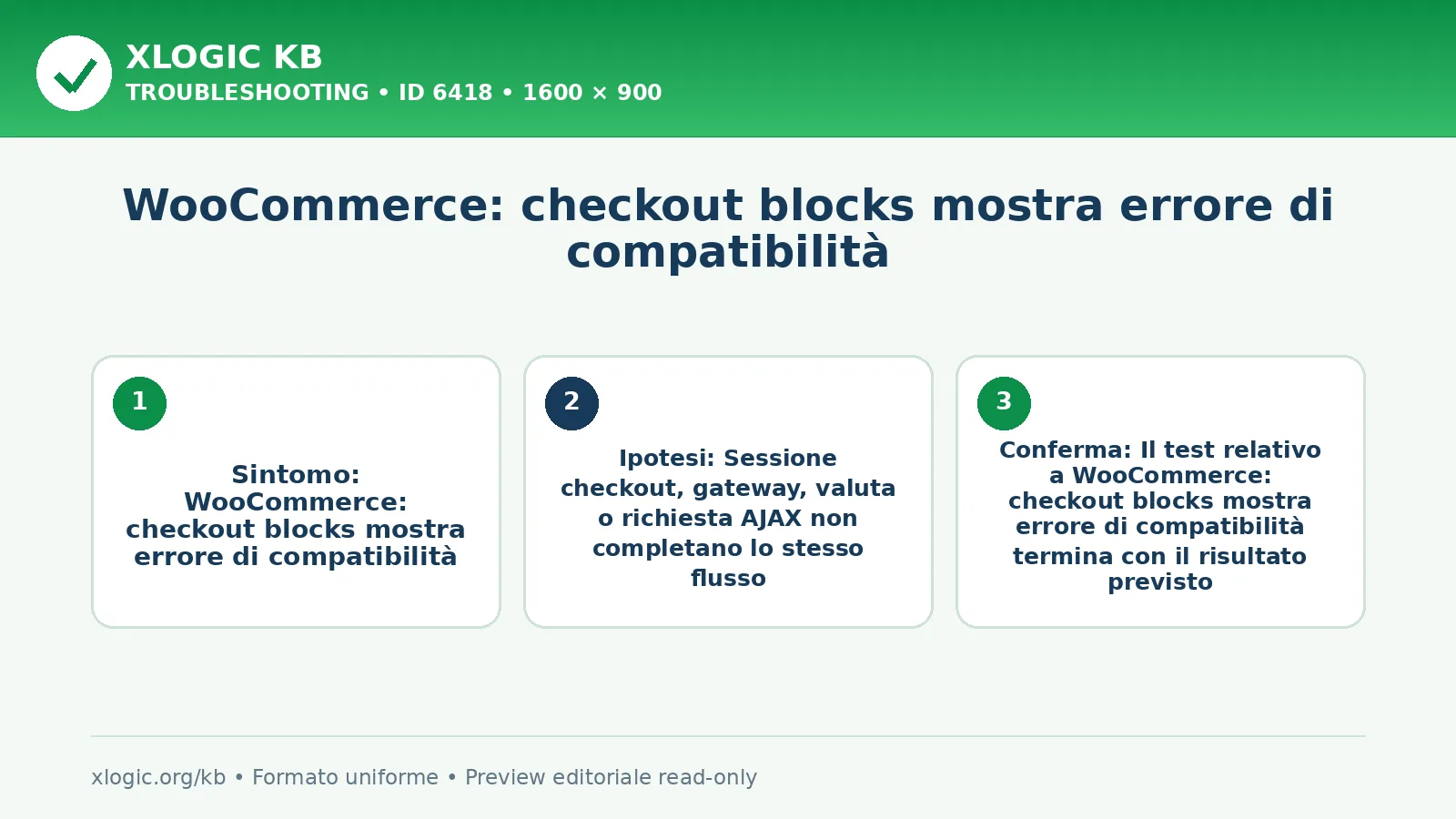 WooCommerce: checkout blocks mostra errore di compatibilità