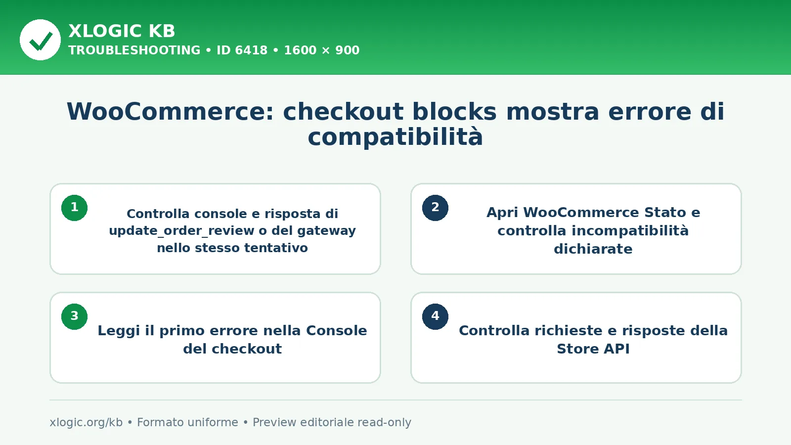 WooCommerce: checkout blocks mostra errore di compatibilità: controlli e correzione