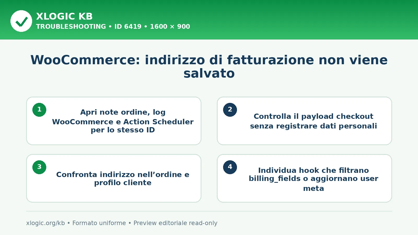 WooCommerce: indirizzo di fatturazione non viene salvato: controlli e correzione
