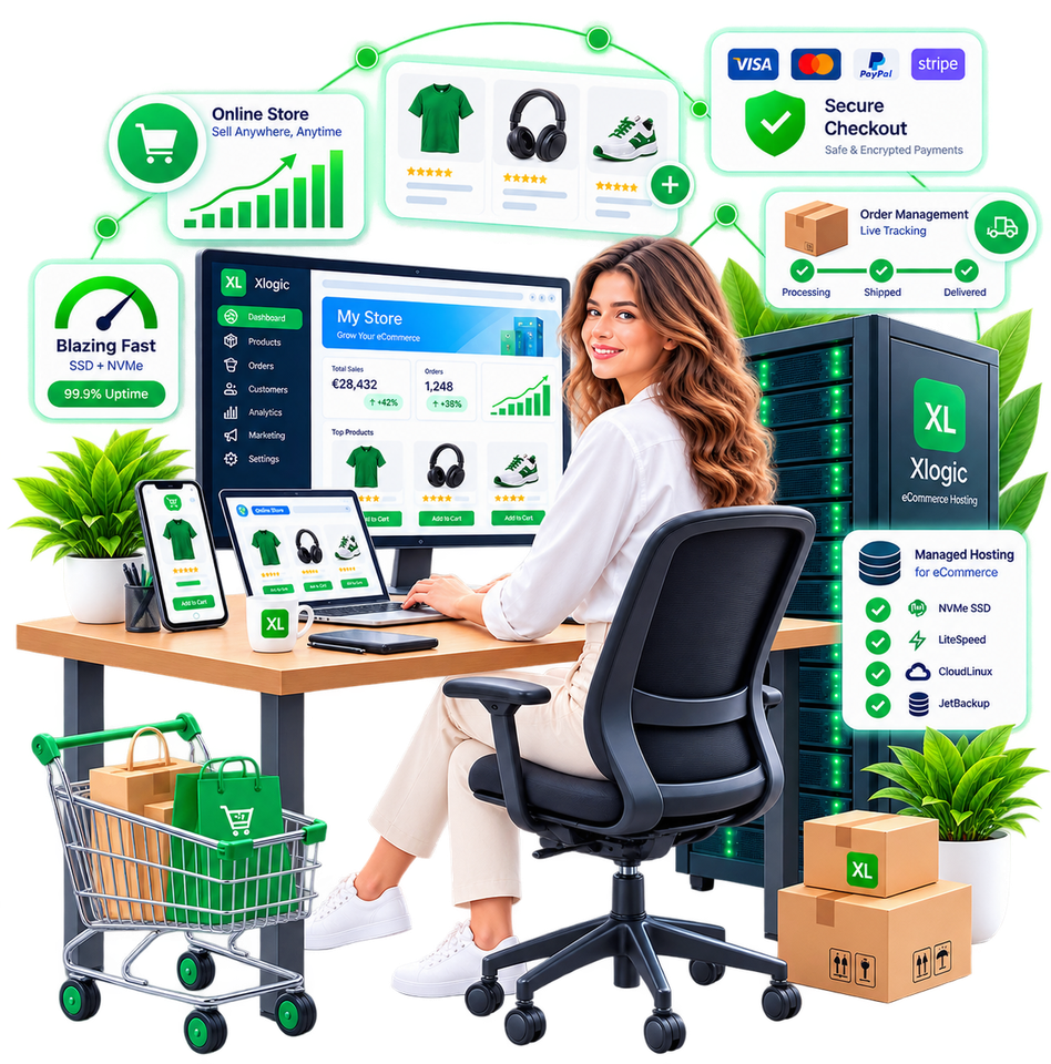Professionista al computer con dashboard WordPress